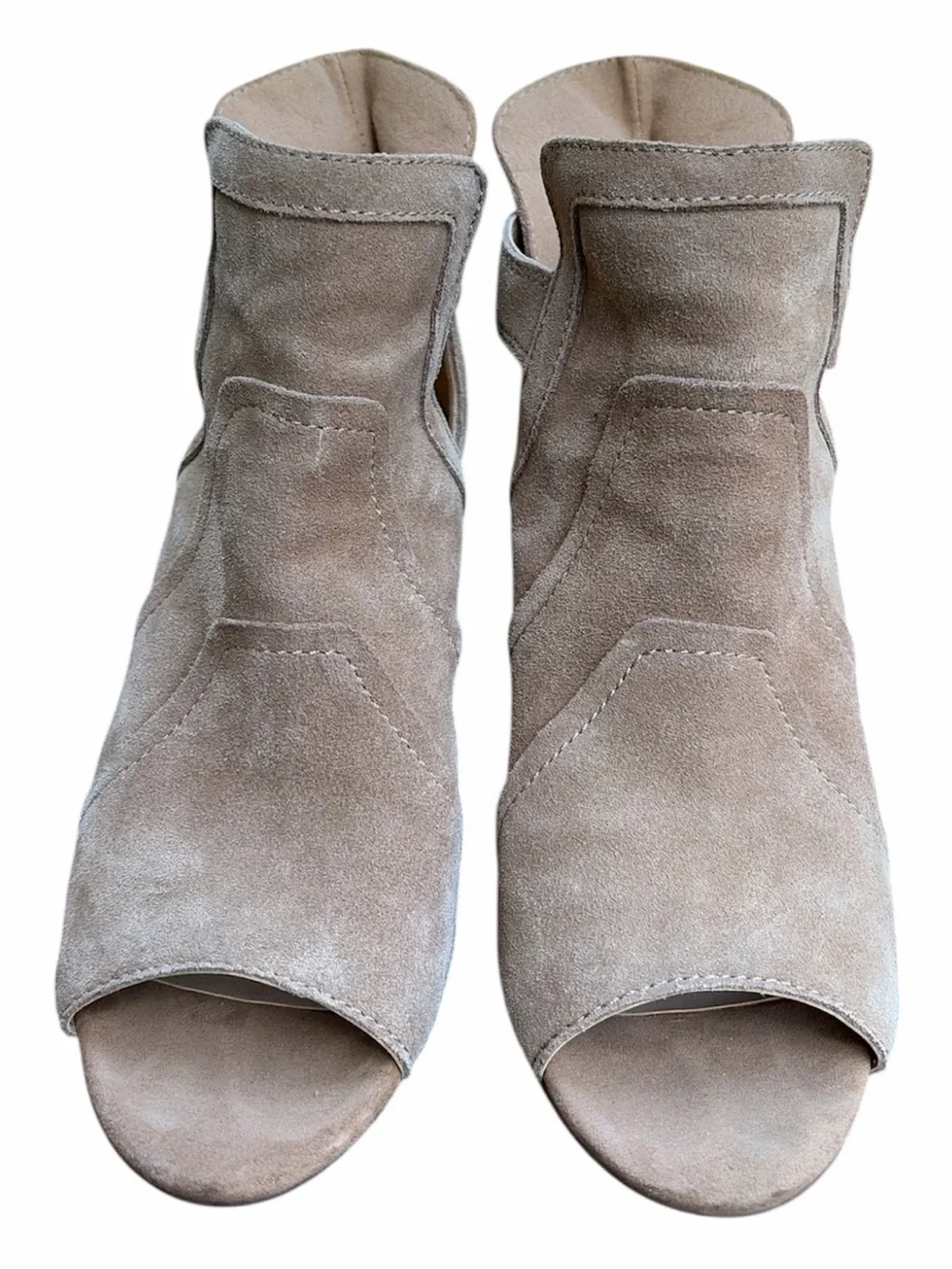 Joe's Jeans Taupe Suede Open-Toe Block Heel Booties